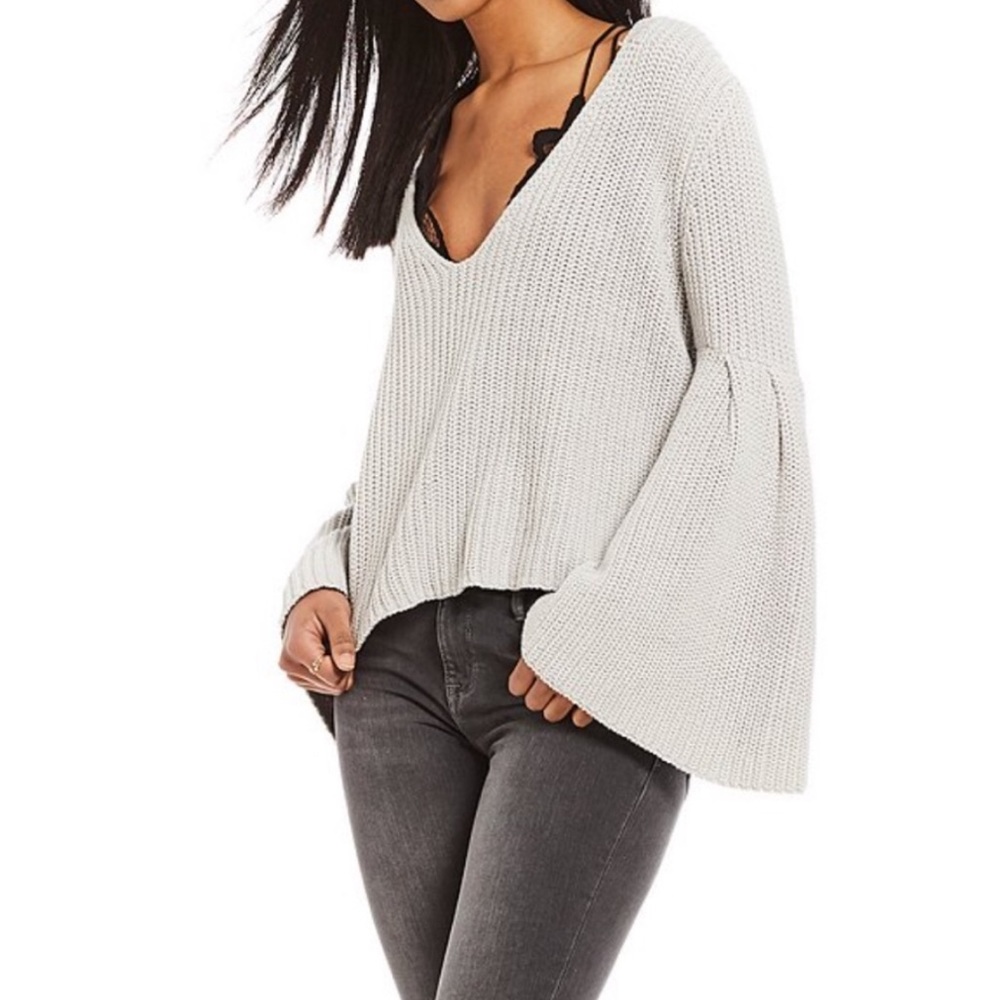 Free People V Neck Bell Sleeve Sweater